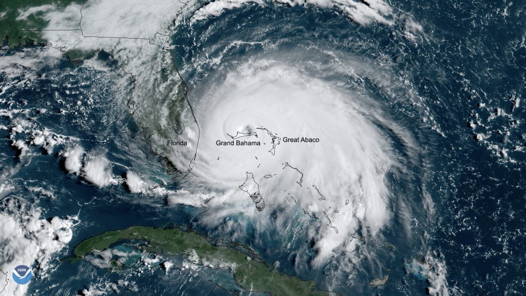 Huracán Dorian. Crédito de la imagen: NOAA.
