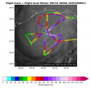 Delta Flight Level Winds over Satellite. Click to see large image. Image Credit: NOAA AOML.
