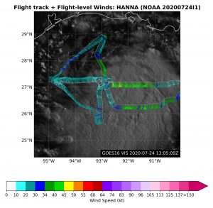 Hanna Flight Level Winds over Satellite. Click to see large image. Image Credit: NOAA AOML.
