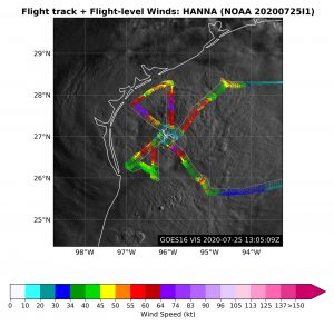 Hanna Flight Level Winds over Satellite. Click to see large image. Image Credit: NOAA AOML.