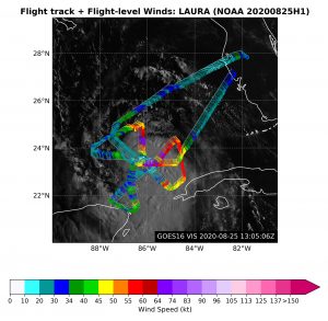 Laura Flight Level Winds over Satellite. Click to see large image. Image Credit: NOAA AOML.