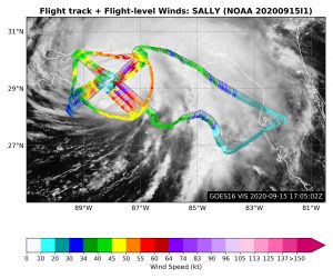 Sally Flight Level Winds over Satellite. Click to see large image. Image Credit: NOAA AOML.