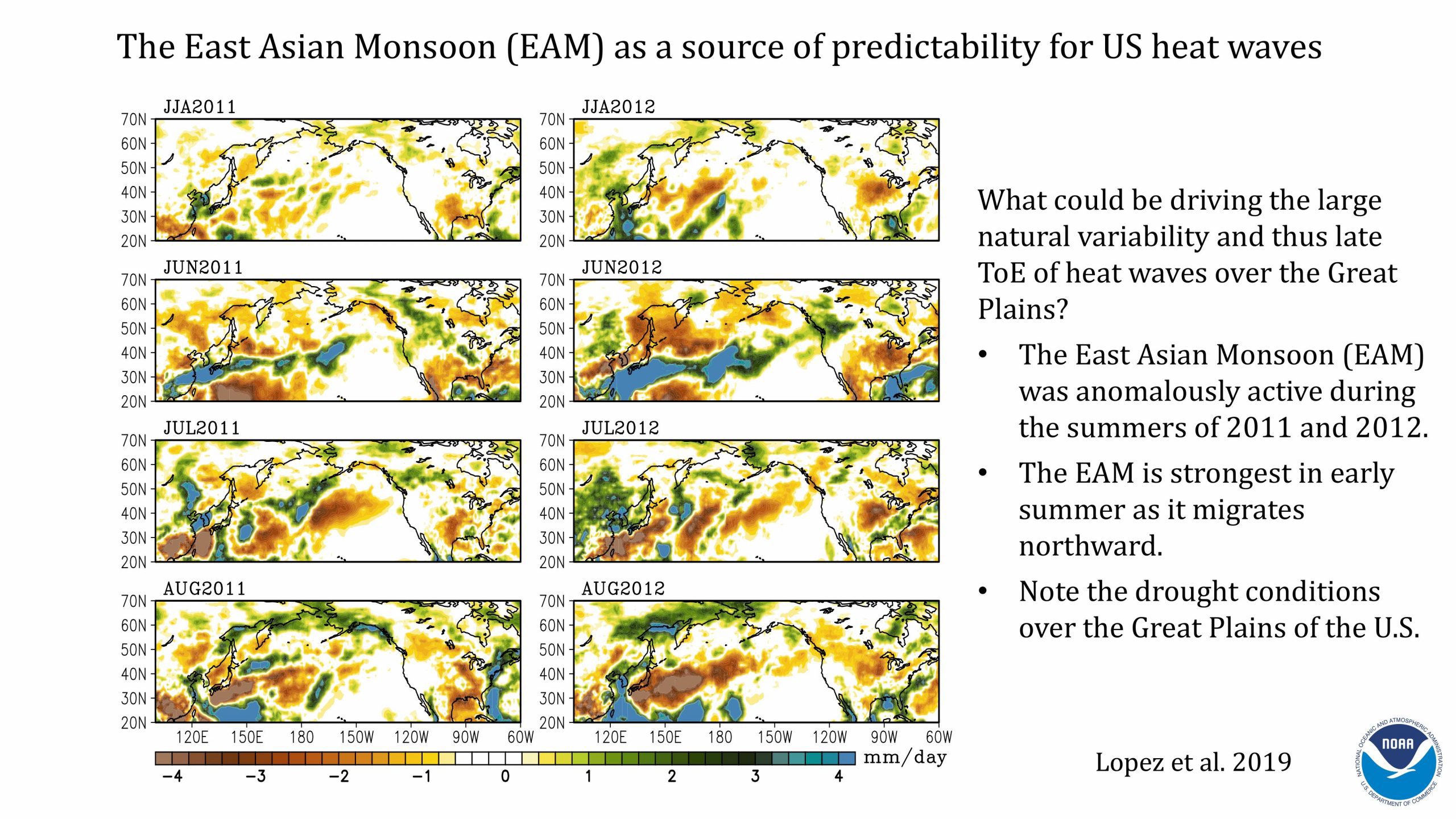Presentación de Hosmay López sobre los monzones y las olas de calor. Diapositiva 16