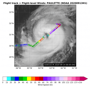 Paulette Flight Level Winds over Satellite. Click to see large image. Image Credit: NOAA AOML.