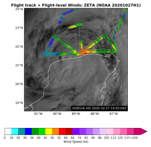 Zeta Flight Level Winds over Satellite. Click to see large image. Image Credit: NOAA AOML
