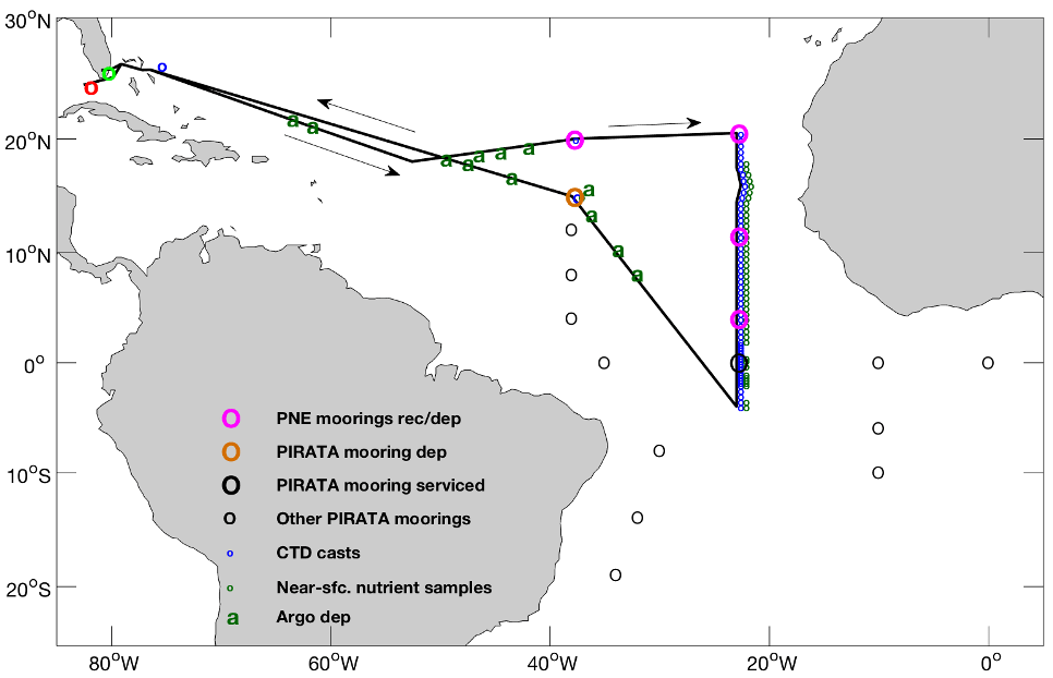 Mapa del recorrido del crucero PIRATA Extensión Noreste 2021 
