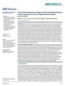 Primera página de la publicación 'Direct Measurements of Upper Ocean Horizontal Velocity and Vertical Shear in the Tropical North Atlantic at 4N , 23W'.
