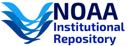 Logotipo para el Repositorio Institucional de la NOAA que anuncia la siguiente sección. Consiste en tres &quot;pájaros&quot; de la NOAA del logotipo principal de la NOAA, uno encima del otro, en tres tonos de azul, de claro a oscuro descendente. Las palabras &quot;NOAA Institutional Repository&quot; están a la derecha.
