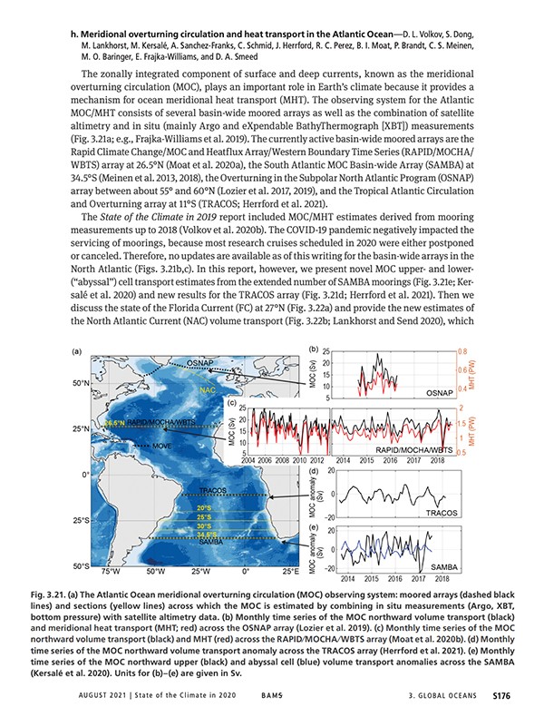 Primera página de 'Meridional overturning circulation and heat transport in the Atlantic Ocean' en State of Climate 2020.