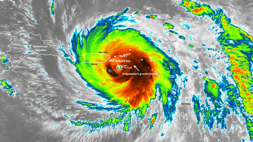 Imagen de modelo del huracán María en 2017