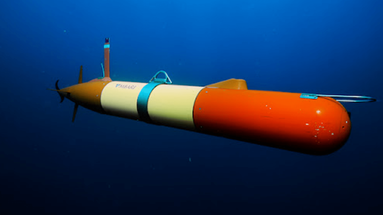 A close up of MBARI's long-range autonomous underwater vehicle (LRAUV)