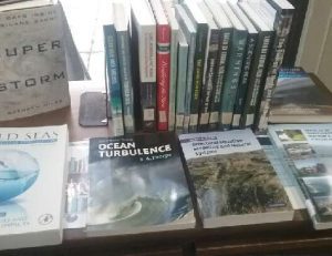 Books and journals laid out on a table