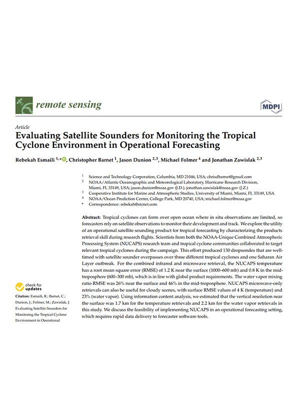 Evaluación de las sondas de satélite para la vigilancia del entorno de los ciclones tropicales en la predicción operativa. Imagen del artículo científico.