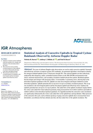 Statistical Analysis of Convective Updrafts in Tropical Cyclone Rainbands Observed by Airborne Doppler Radar. Imagen del artículo científico.