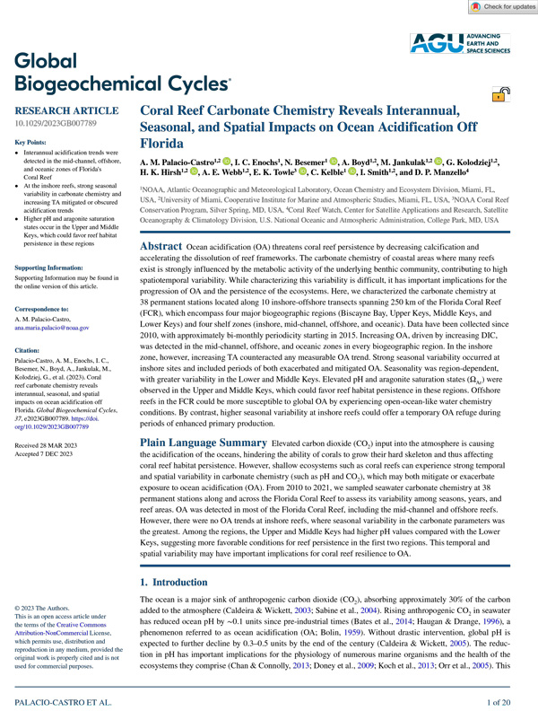 We see the front page of the publication of the Global Biogeocemical Cycle with the title and authors followed by the Abstract, etc.