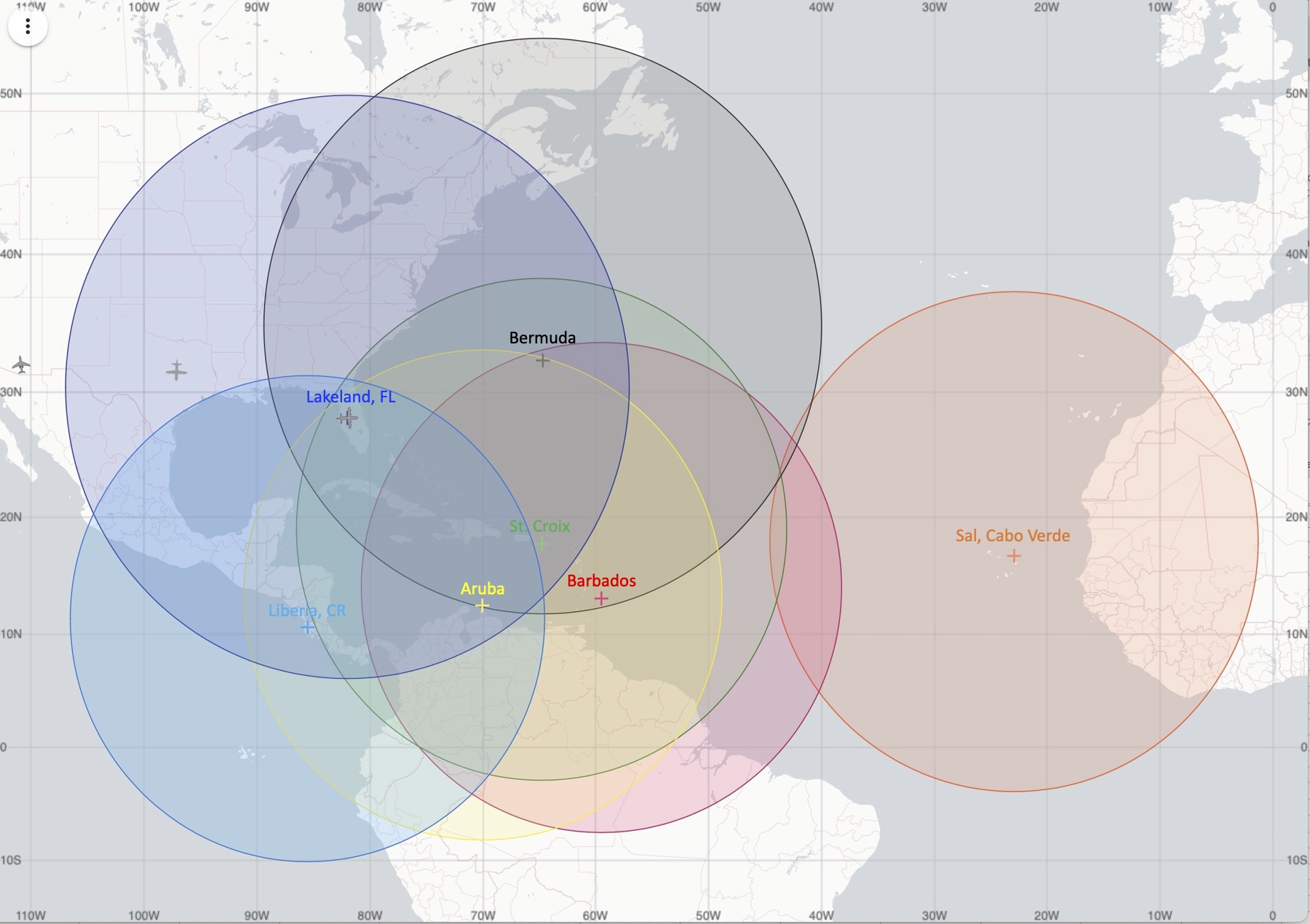 G-IV aircraft range rings for the 2024 season.