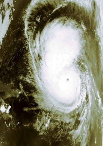 Hurricane Bertha near peak intensity on July 9th, 1996