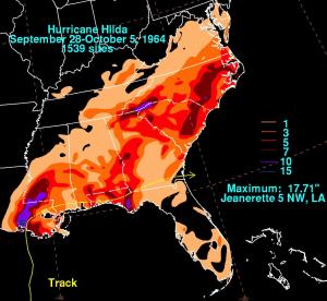 NOAA rainfall analysis of Hilda 1964