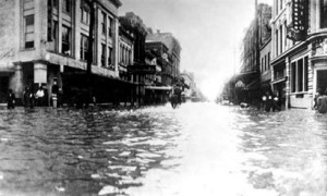 Market Street flooded by the 1915 hurricane