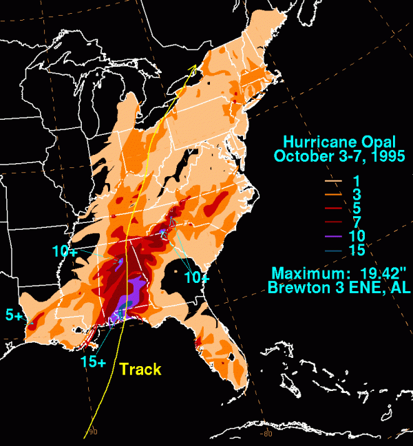 Rainfall from Hurricane Opal 1995 (NOAA/WPC)